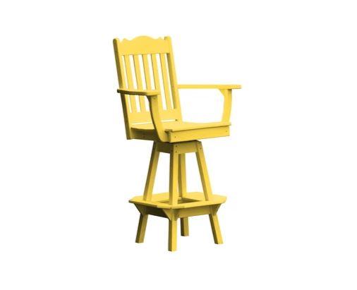 A & L Furniture Royal Swivel Bar Chair with Arms - Modern Counter Height Stool for Kitchen Island, Home Bar & Dining Room - Comfortable Upholstered Seat with 360° Rotation