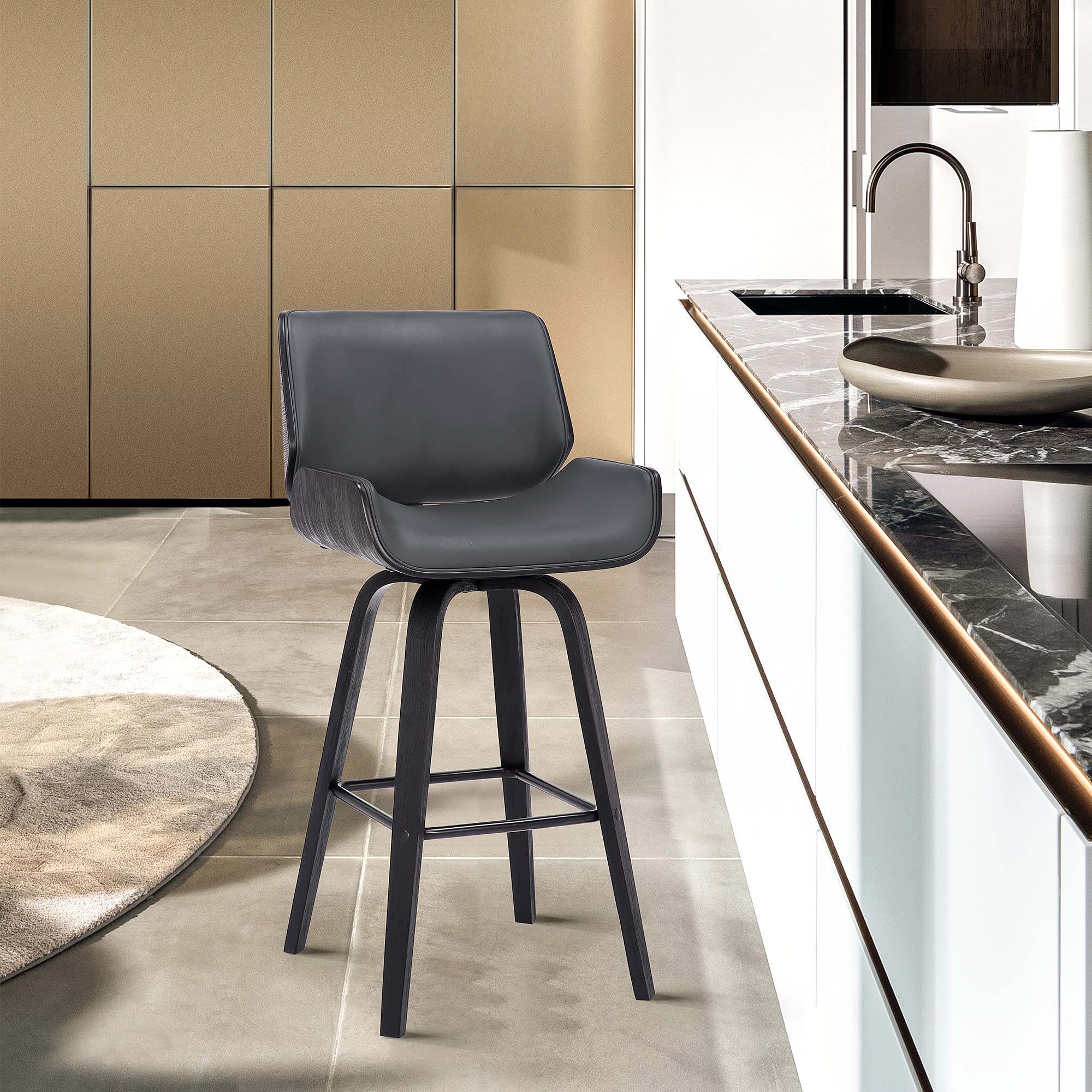 Armen Living Tyler Mid Century Modern Swivel Bar Stool - 26