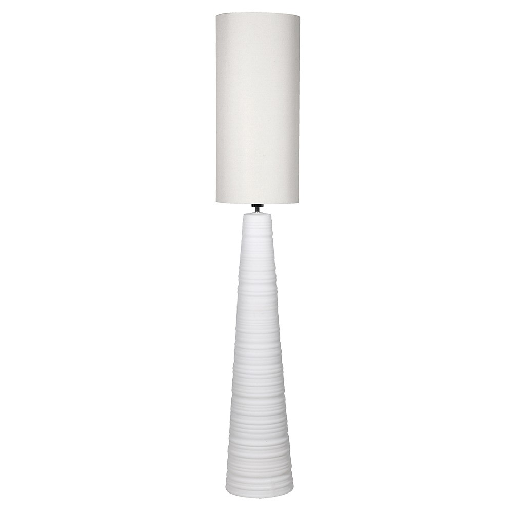 Modern Aura White Tapered Floor Lamp with Linen Shade - E27 Socket LED/CFL Compatible - Living Room, Bedroom & Office Lighting Decor