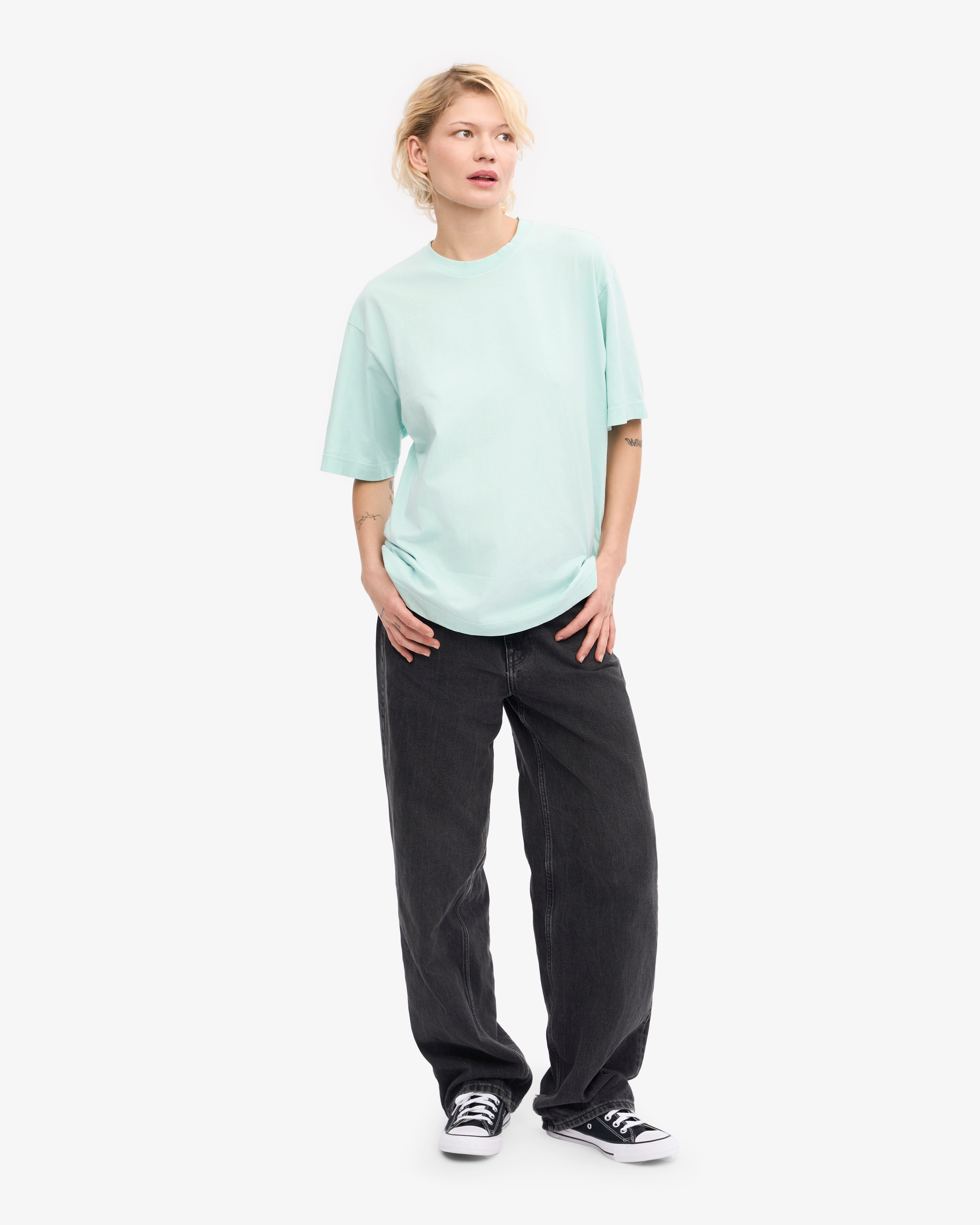 Organic Oversized T-Shirt for Women - Light Aqua - Soft & Comfortable Cotton Tee for Casual Wear, Loungewear & Everyday Outfits