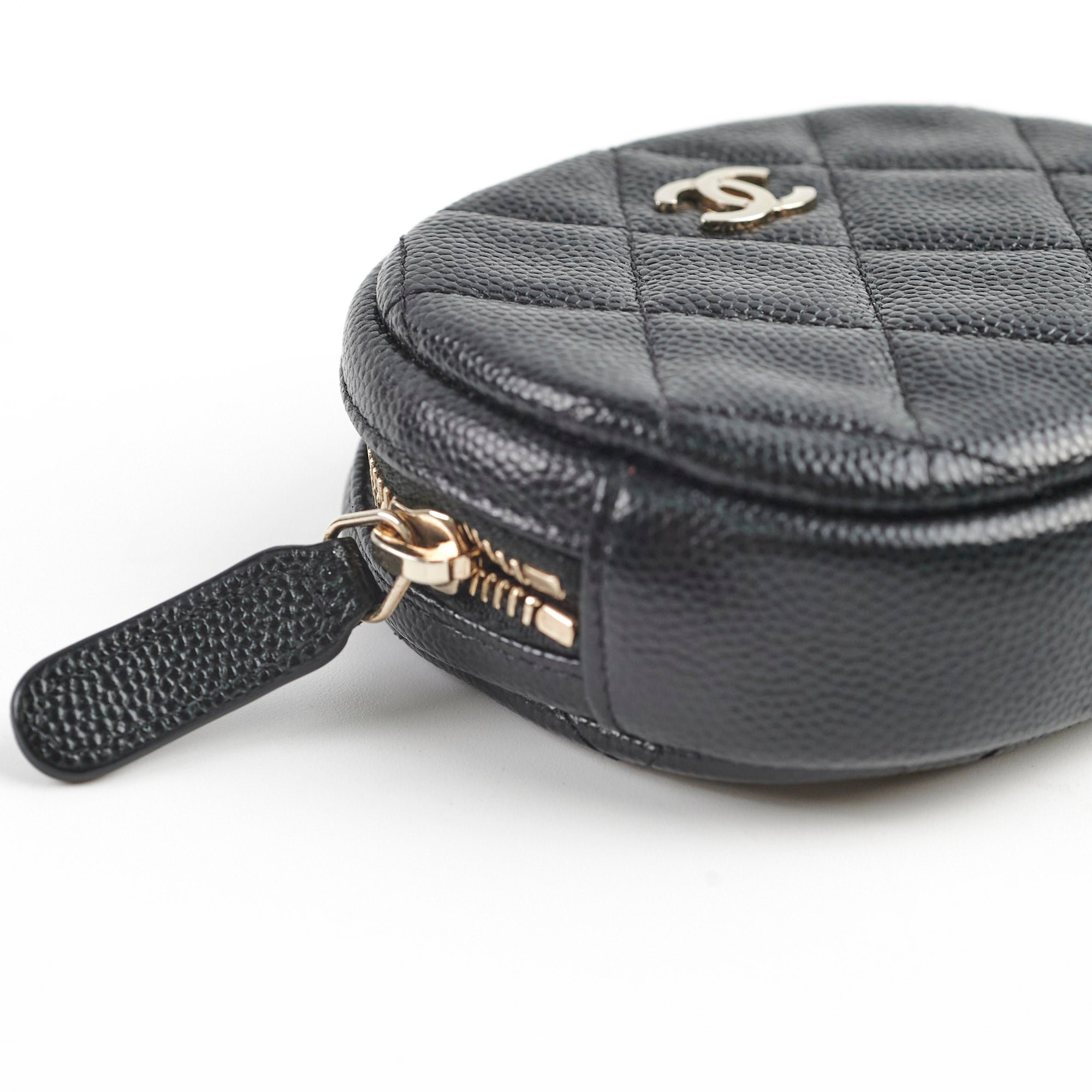 Chanel Caviar Leather Round Coin Purse - Black Luxury Wallet for Women | Perfect for Parties, Travel & Everyday Use