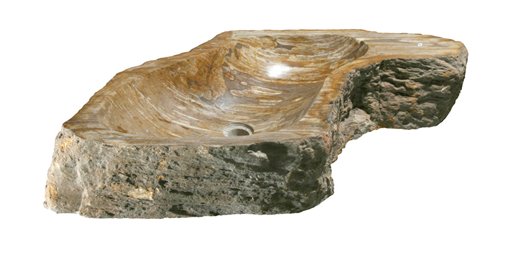 Natural Petrified Wood Bathroom Sink - 30 to 36 Inch Vanity Top with Unique Fossilized Patterns | Perfect for Rustic, Farmhouse & Luxury Bathroom Decor