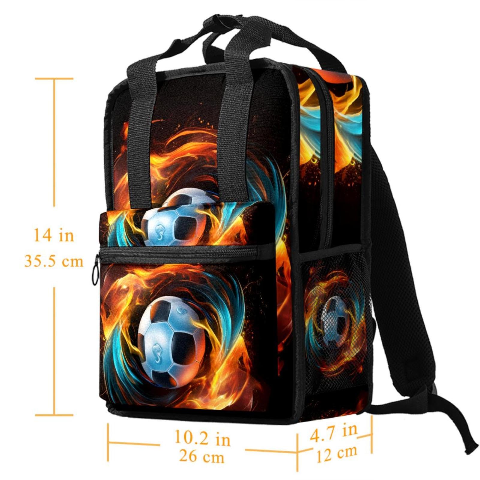 Stylish Travel Backpack for Women & Men - Durable Flaming Football Design - Perfect for Hiking, Gym, Work & School Backpack