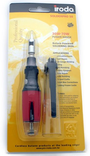 Iroda SOLDERPRO 50 Cordless Refillable Butane Soldering Iron Kit - Portable Red Soldering Tool for Electronics Repair, DIY Projects & Home Improvement
