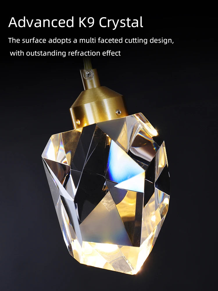 Modern Crystal Pendant Light for Staircase - Elegant Ceiling Lighting Fixture for Hallway, Foyer & Home Decor