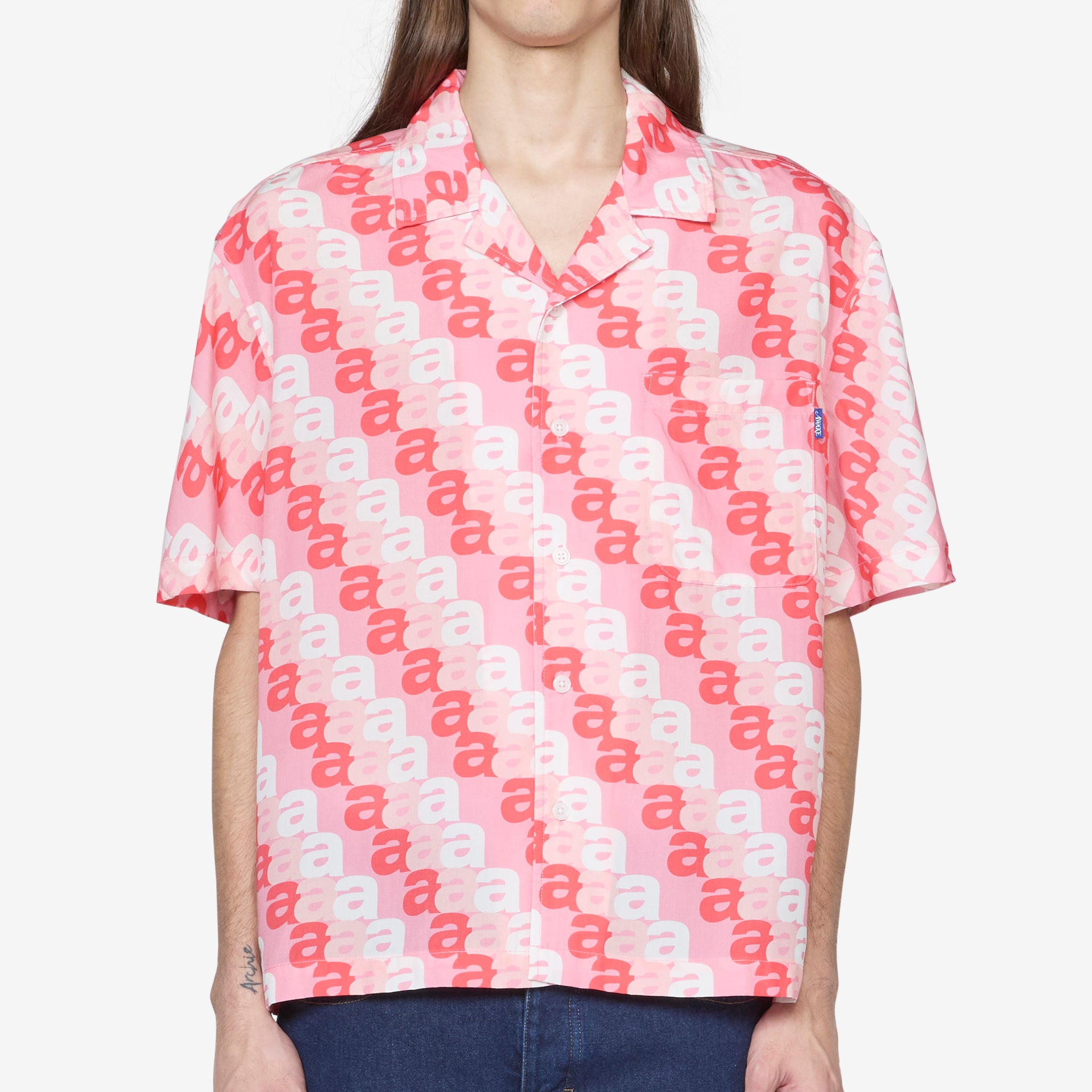 Pink Print Camp Shirt - Comfortable Casual Wear for Outdoor Adventures & Summer Camping