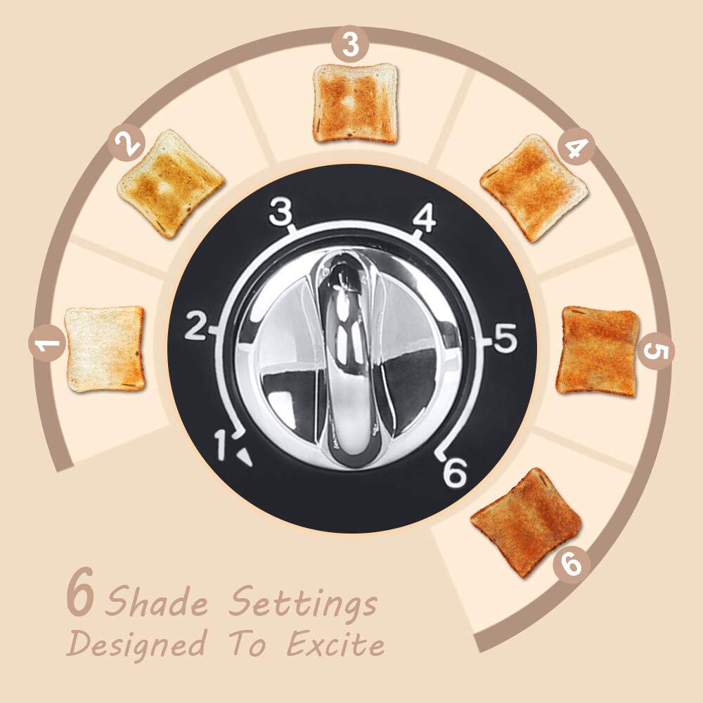 4 Slice Toaster with Extra Wide Slots - 6 Browning Settings & Cancel Function - Perfect for Bagels, Bread, Puff Pastry & Snacks - Ideal for Breakfast, Office & Small Baking - Black