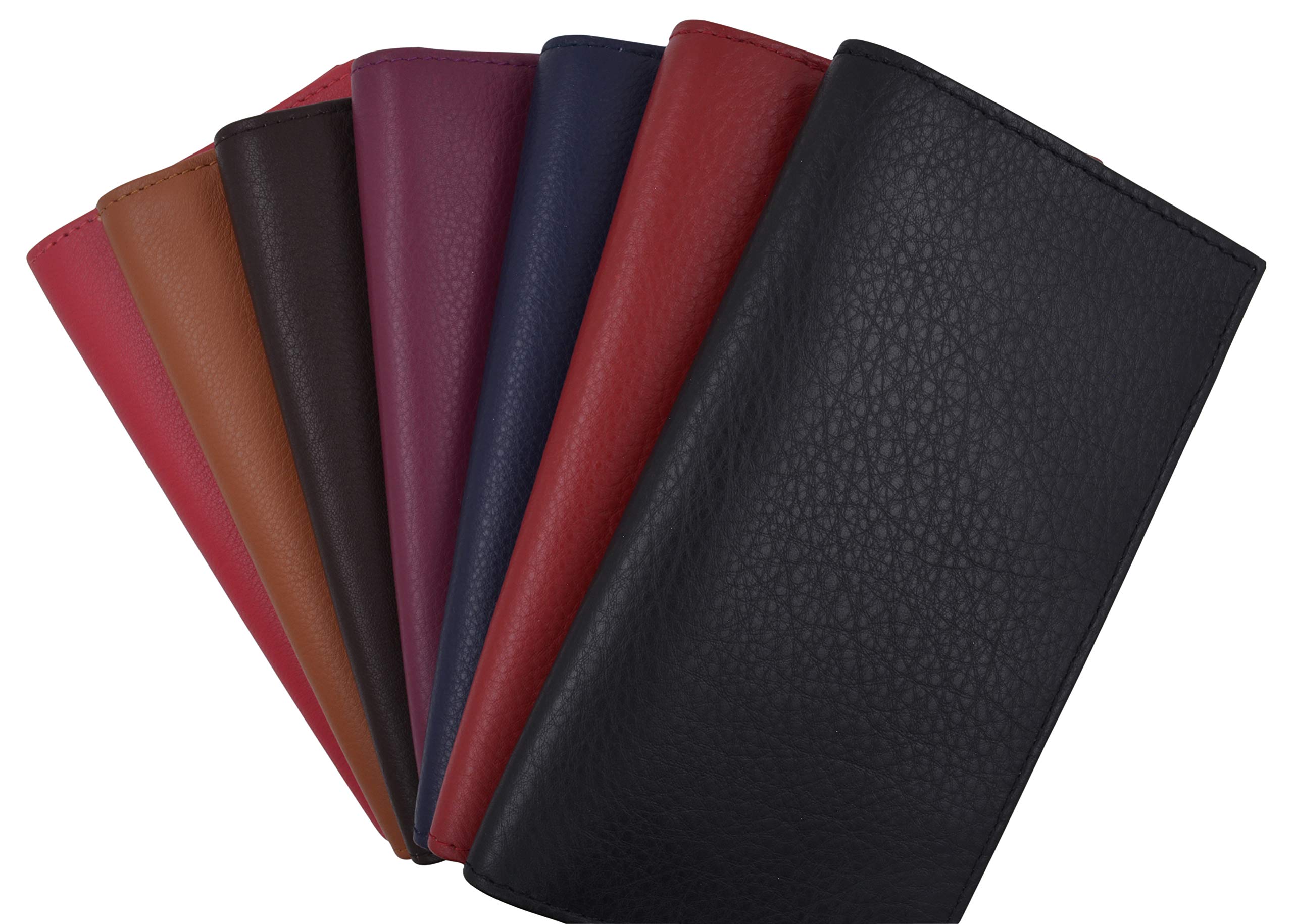 Premium Leather Slim Checkbook Cover Holder - Genuine Cowhide RFID Blocking Wallet for Checks & Cards (Tan) | Perfect for Business Professionals, Gift Giving & Everyday Use