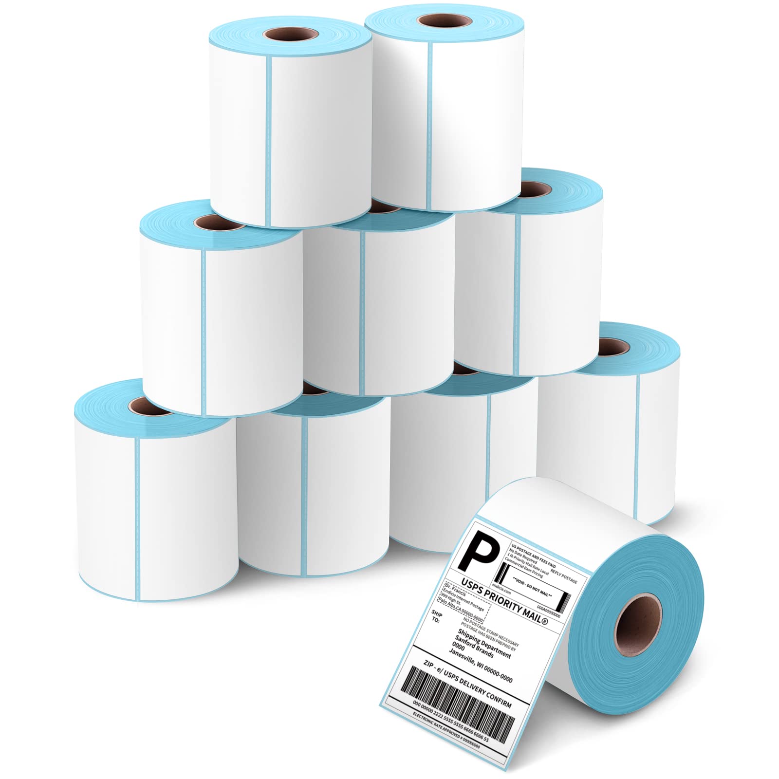 Jiose 2200pc 4x6 Thermal Shipping Labels (10 Rolls) - BPA Free, Ultra Strong Adhesive, Compatible with Rollo & Zebra Printers - Perfect for E-commerce, USPS, UPS & FedEx Packages