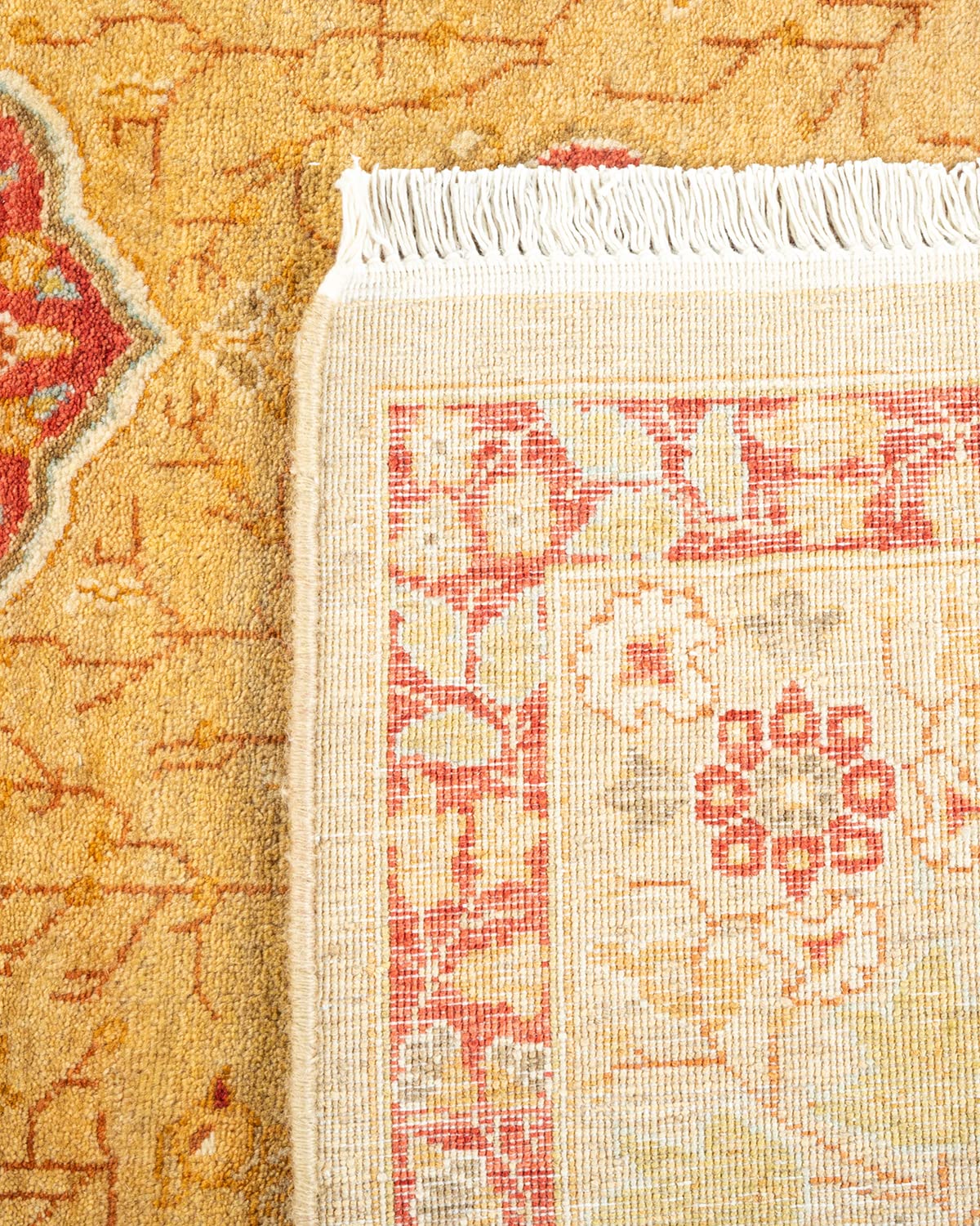 Handmade Wool Oriental Mogul Yellow 4x6 Area Rug - Traditional Hand-Knotted Solo Rugs for Living Room, Bedroom & Dining Room Decor