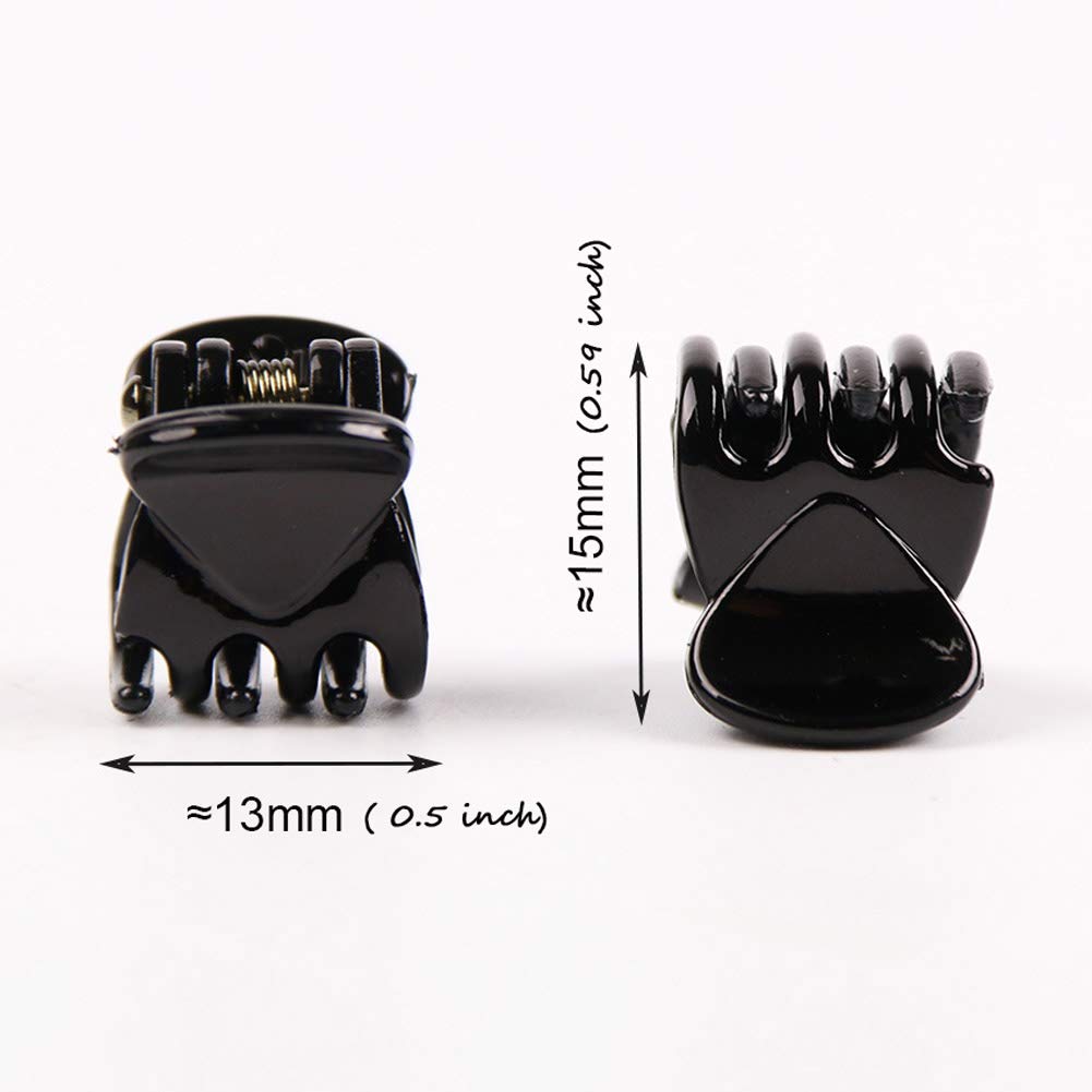 XZEN 12-Pack Small Claw Hair Clips for Women & Girls - Mini Plastic No-Slip Hair Grips for Bangs & Styling (Black) | Perfect for School, Work, Gym & Everyday Hairstyles