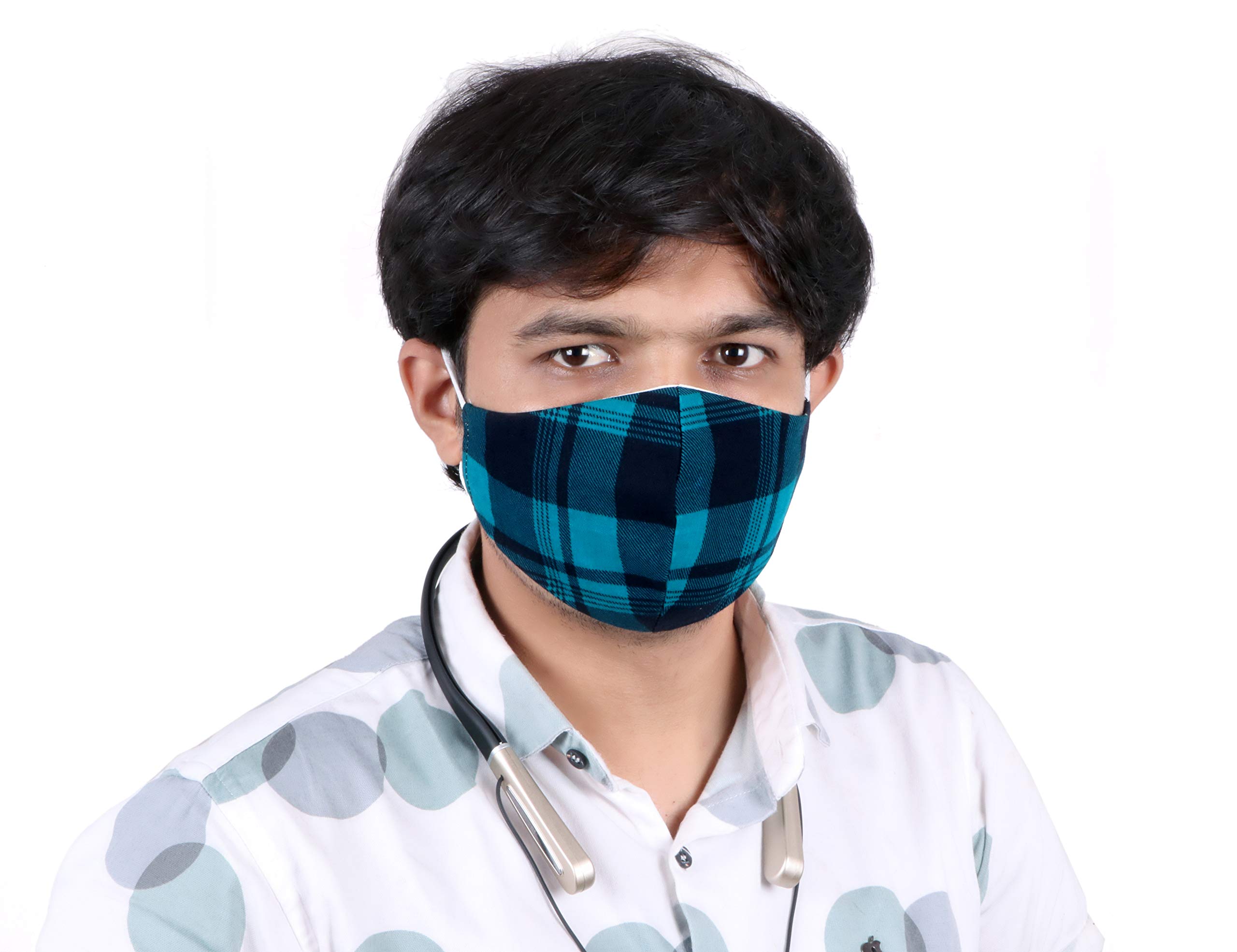 Premium Cotton Face Mask - 100% Organic & Breathable, Reusable & Washable for Men & Women - Soft Adjustable Ear Loops - Made in India (Multi-Color) - Ideal for Daily Use, Travel, and Outdoor Activities