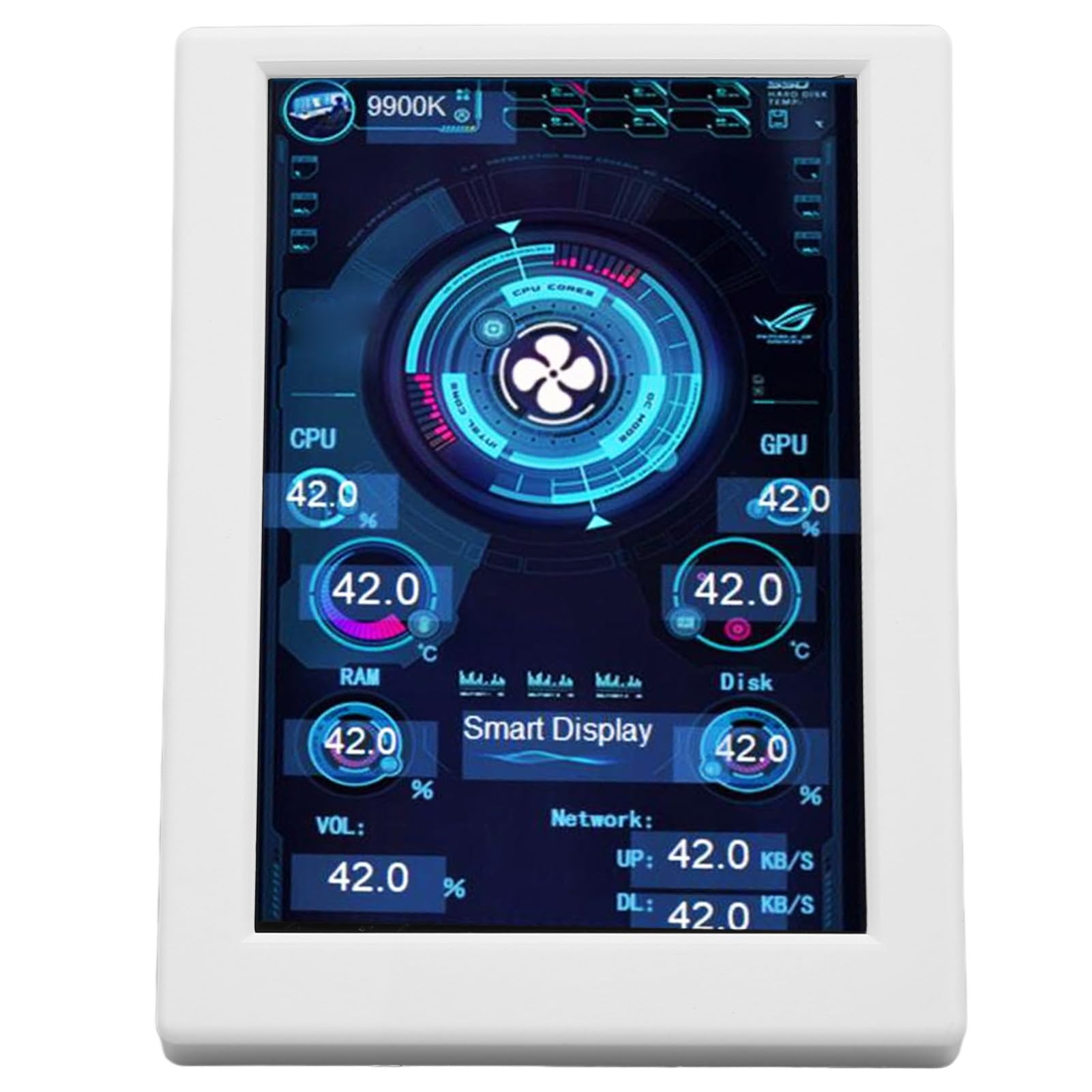 Naroote 3.5 Inch IPS Computer Temperature Monitor with Type-C, Stepless Dimming & Rotating Screen - Real-Time CPU/GPU Temp Display for PC Gaming, Workstation & Desktop Case (White) - Perfect for Gaming Rigs, Streaming Setups & Office Computers