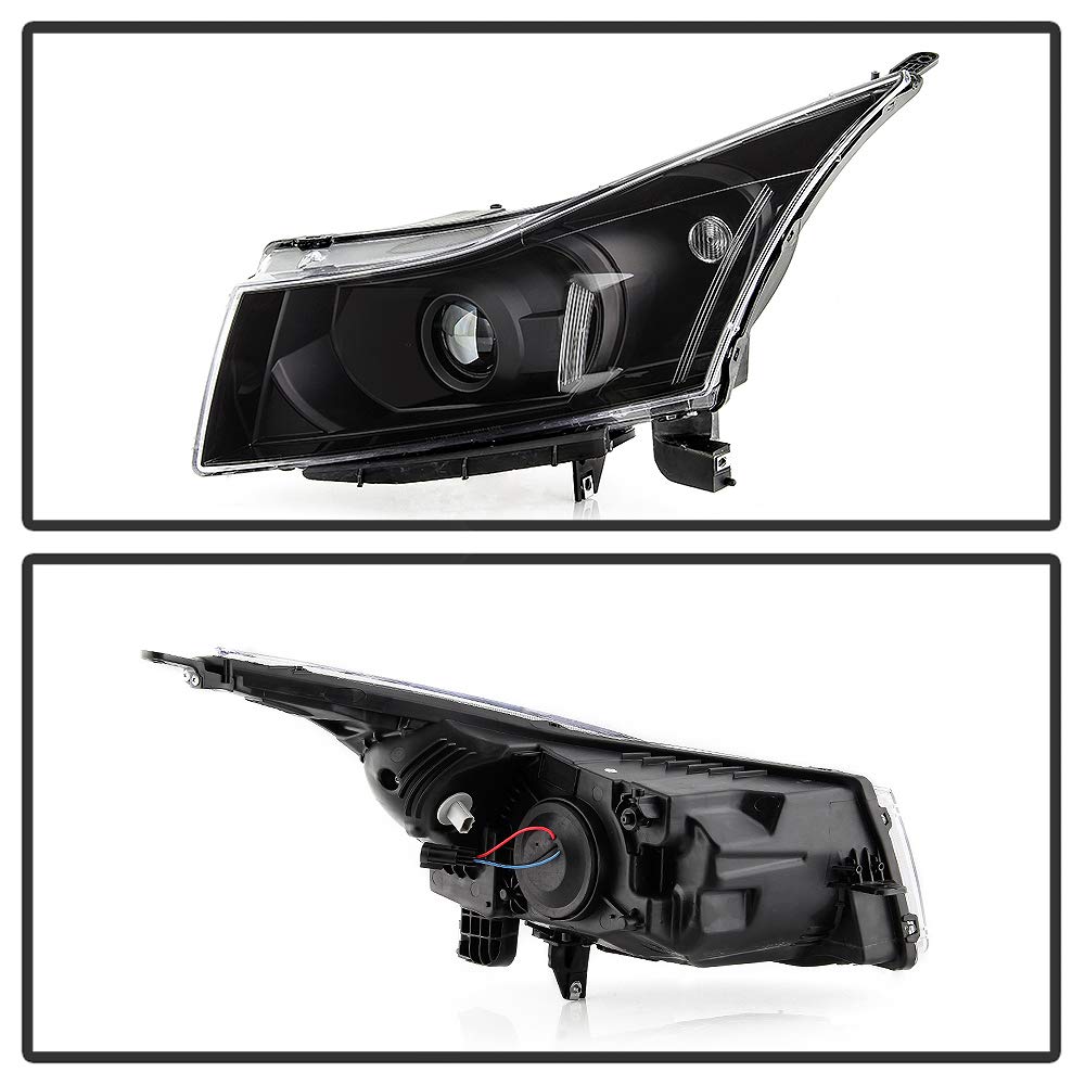 Chevy Cruze Headlights 2011-2014 Replacement - Black & Clear Lens LED Headlight Assembly - Perfect for Night Driving & Car Upgrades