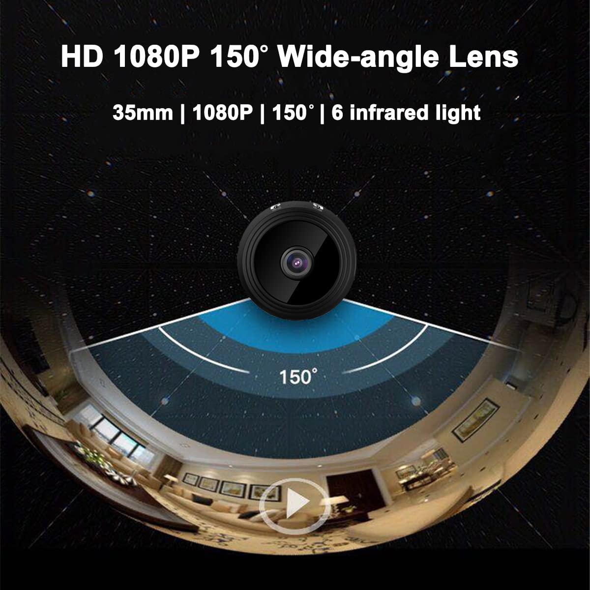 1080p HD Mini WiFi Hidden Camera with Audio - Wireless Nanny Cam for Home Security, Indoor Surveillance, Wide Angle Remote View, Motion Detection & Night Vision | Perfect for Baby Monitoring, Pet Watching & Office Security