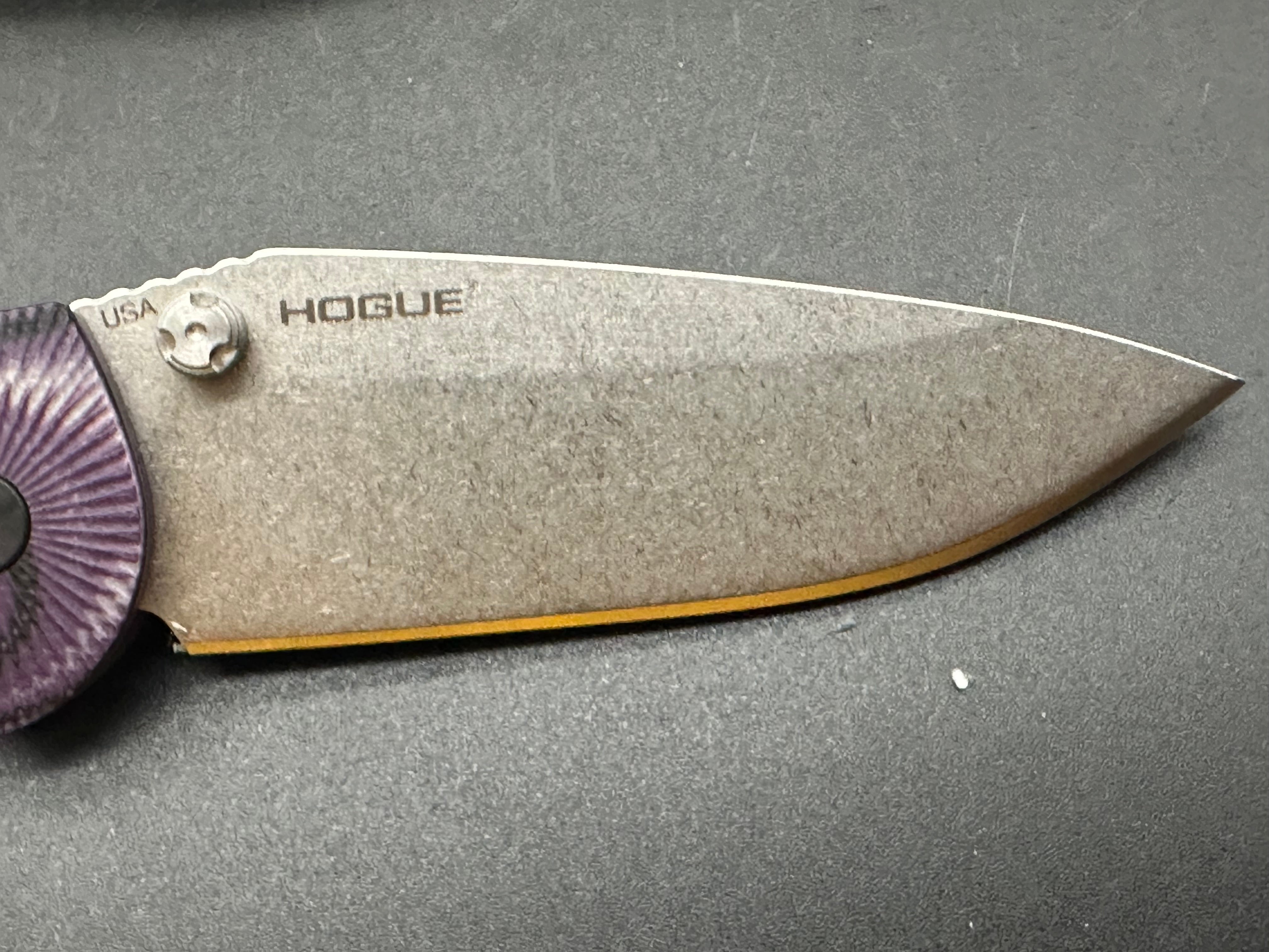 Hogue Doug Ritter Mini RSK MK1 G2 Knife - Exclusive Mascus Purple G10 Handle & Stonewashed Blade - Perfect for EDC, Outdoor Adventures, and Tactical Use