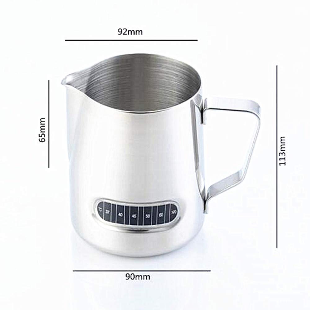 Stainless Steel Milk Frothing Pitcher 20 oz (600 ml) with Built-in Thermometer - Perfect for Latte Art, Espresso, and Coffee Creamer - Ideal for Home Baristas & Coffee Shops