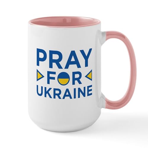 White/Pink Inside - Pray For Ukraine Large Mug