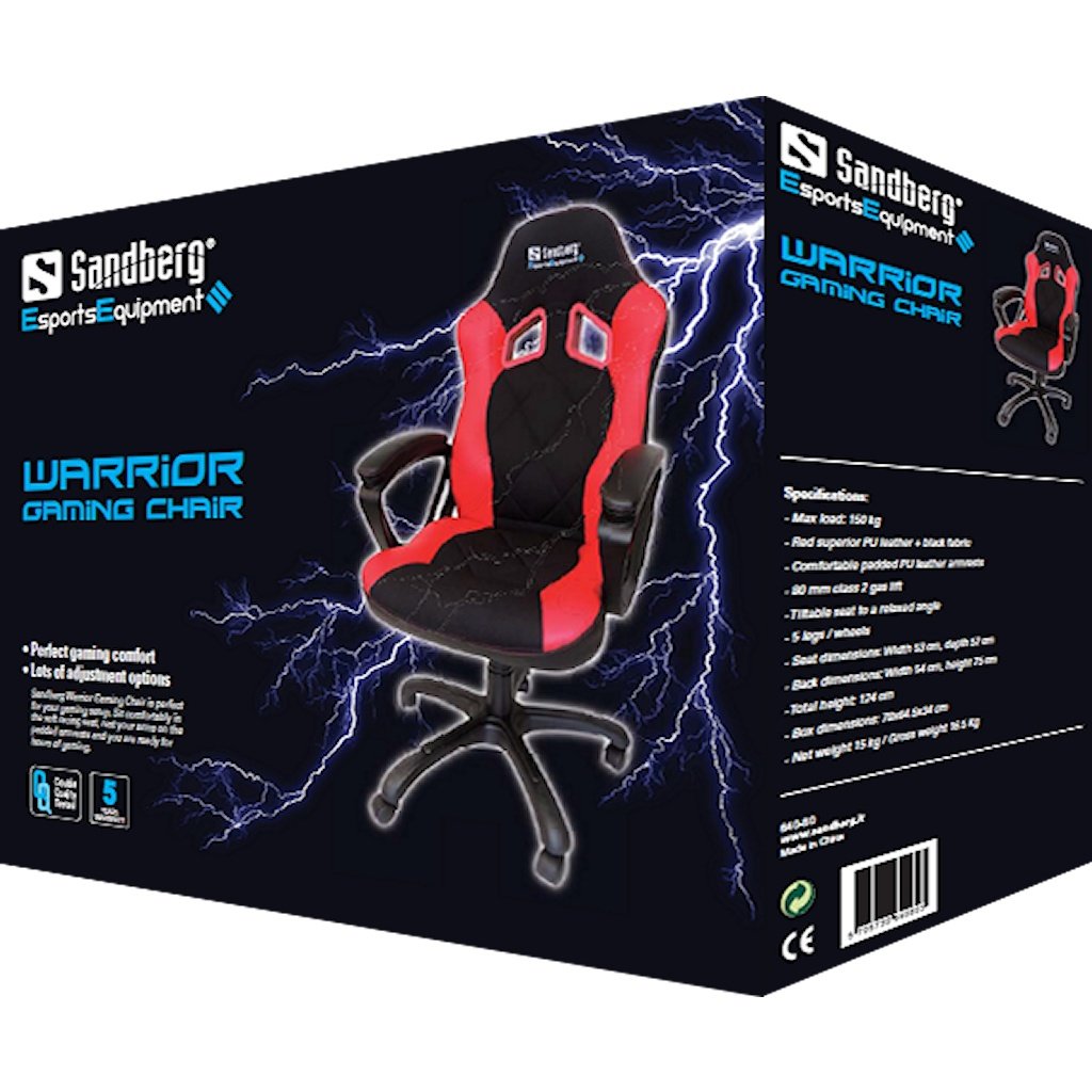 Warrior 640-80 Ergonomic Gaming Chair with Lumbar Support - Red | Comfortable PC & Console Gaming Chair for Home & Office Use