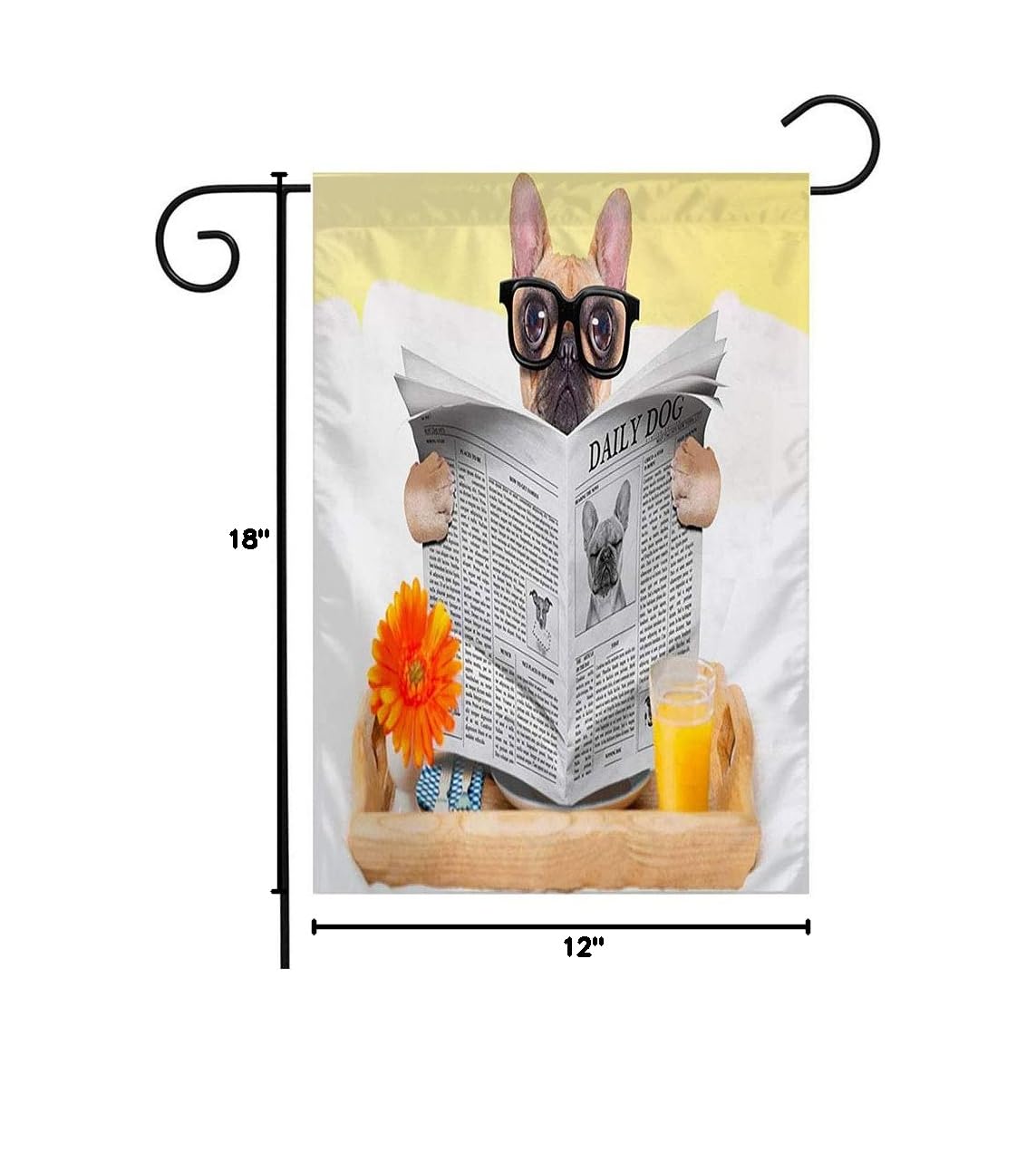 French Bulldog Garden Flag - Cute Dog Eating Breakfast Design for Patio, Lawn & Outdoor Decor - 12x18 Inch Seasonal Welcome Flag - Perfect Gift for Pet Lovers & Home Decoration