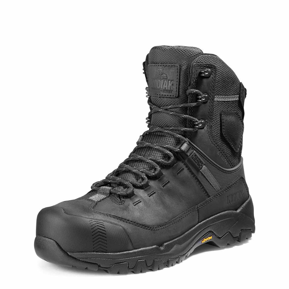 Kodiak Quest Bound Men's 8 Inch Waterproof Steel Toe Work Boots - Black (KD0A4THHBLK) | Slip Resistant & Comfortable for Construction, Hiking & Outdoor Work