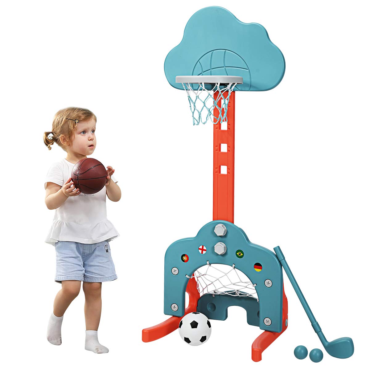 Costzon Adjustable Kids Basketball Hoop Set - Indoor/Outdoor Sports Toy for Toddlers - Perfect Gift for Birthday & Playtime