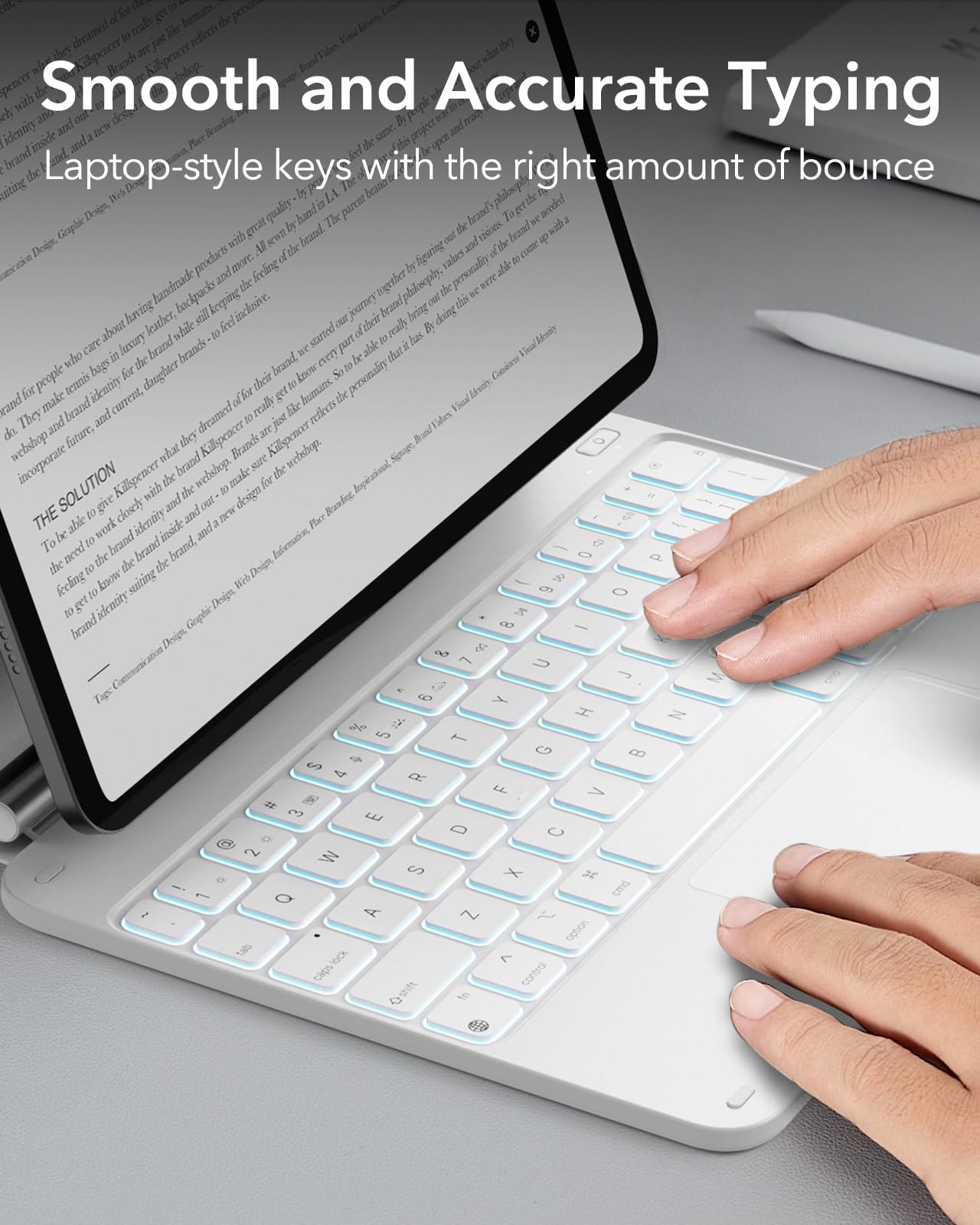 ESR Magnetic Keyboard Case for iPad Air 11 (M2, 2024) & iPad Pro 11 - Compatible with iPad Air 6/5/4 - Slim Protective Cover with Floating Cantilever Stand & Multi-Touch Trackpad - Perfect for Work, Travel & Home Office (White)