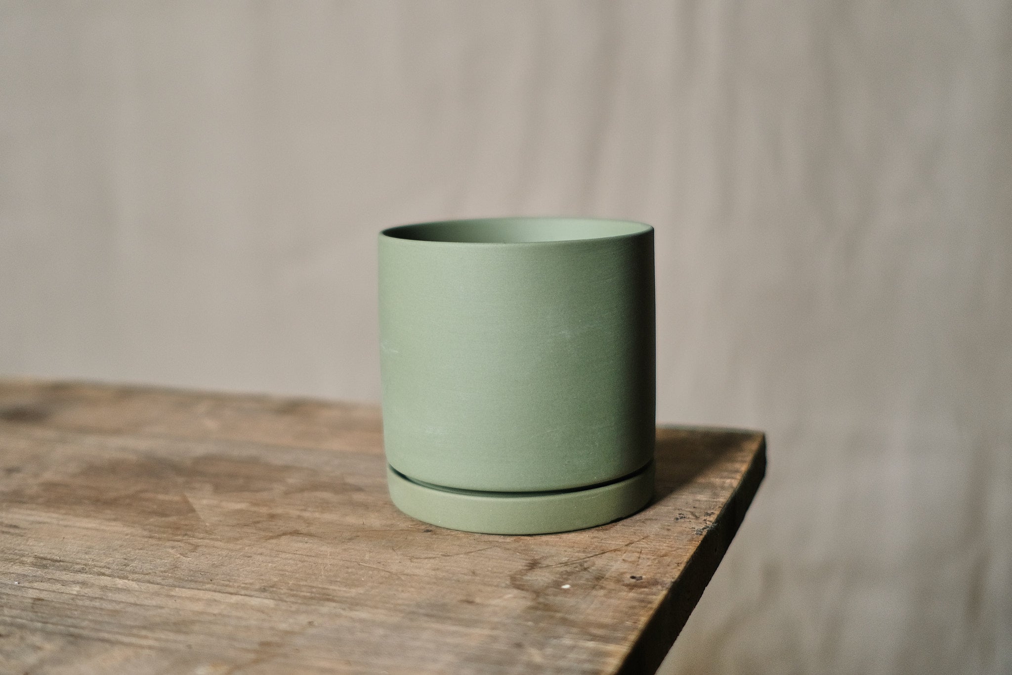 Matte Ceramic Plant Pot with Saucer - 8cm Diameter Sage Green Planter for Succulents, Herbs & Small Plants | Perfect for Home, Office & Garden Decor