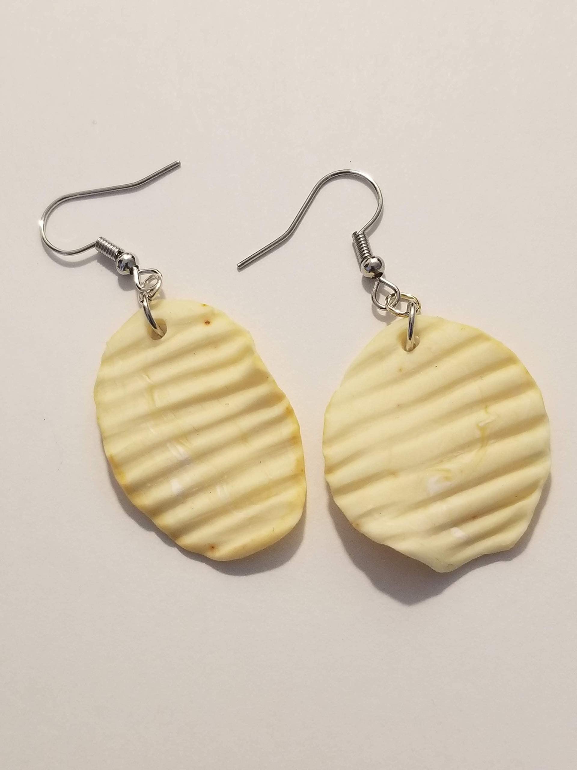 Fun Potato Chip Earrings - Unique Food Jewelry for Women - Perfect for Costume Parties, Gifts & Everyday Fashion