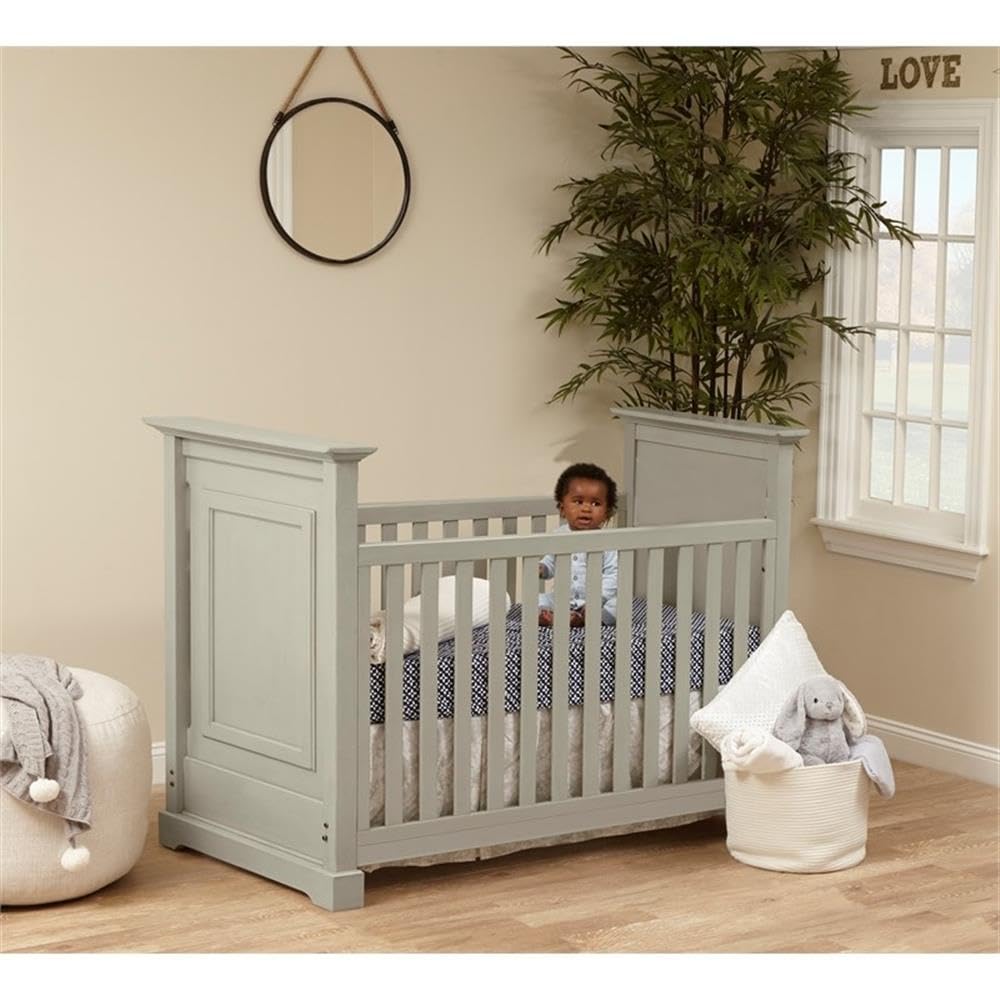 Baby Cache Cape Cod 3-in-1 Convertible Crib - Light Grey Nursery Furniture for Newborn to Toddler | Safe & Stylish Baby Bed for Nursery, Bedroom & Daycare