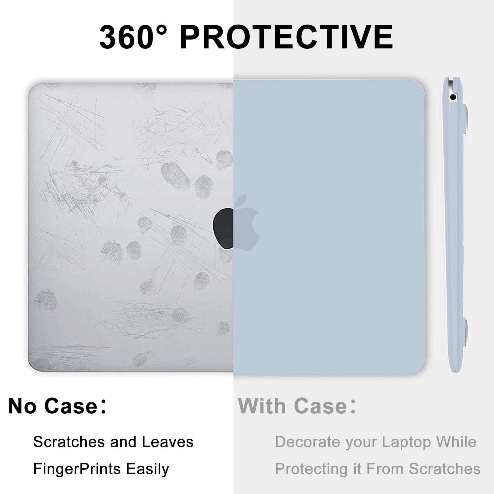 B BELK MacBook Air 13 inch Case (2021-2018 M1/A2337/A2179/A1932) - Hard Plastic Shell Cover with Touch ID Cutout + 2 Keyboard Protectors + Screen Protector in Baby Blue | Perfect for Work, School & Travel Protection