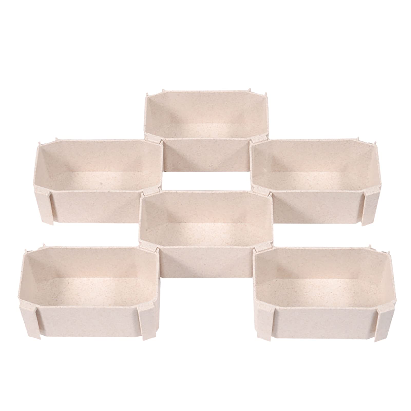 6-Piece Drawer Organizer Set - Durable Plastic Storage Dividers for Closet, Kitchen & Office - Space Saving Drawer Organizer Box for Socks, Underwear, Utensils & Office Supplies