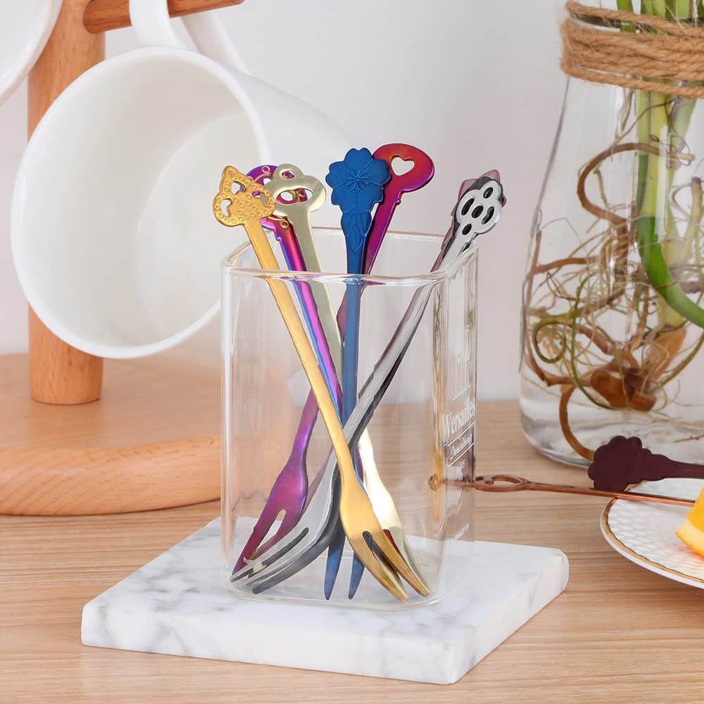 Premium Stainless Steel Mini Cocktail Forks - 10-Piece Set for Desserts, Fruit, Cheese & Pastry | 4.9 Inch Two-Prong Appetizer Forks | Dishwasher Safe | Perfect for Parties, Weddings & Catering Events