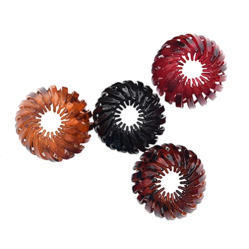 4 Pcs Vintage Bird Nest Shape Hair Clips - Expandable Retractable Hair Loops, Ponytail Holder Hair Pins, Round Hair Claw Clips for Women | Perfect for Updos, Buns, and Everyday Hairstyles