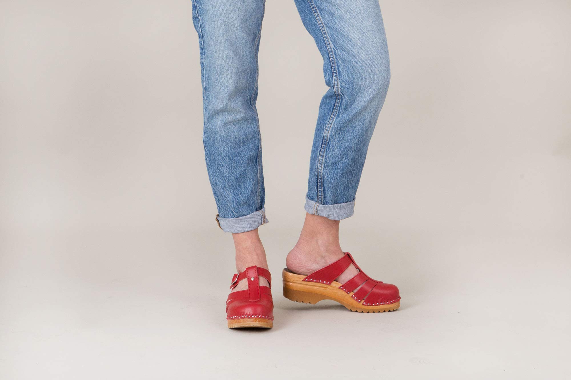 Women's Mary Jane Bastad Slip-On Clogs - Genuine Leather Closed-Toe Sandals with Non-Slip Swedish Wooden Sole | Comfortable & Stylish for Work, Nursing, Gardening & Casual Wear