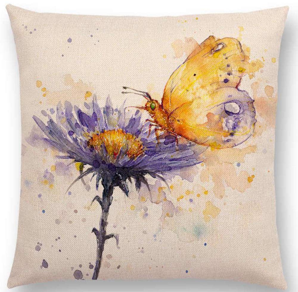QWE Watercolor Animal Floral Butterfly Print Sofa Throw Pillow - 18x18 Inch Decorative Cushion Cover for Living Room, Bedroom & Outdoor Furniture