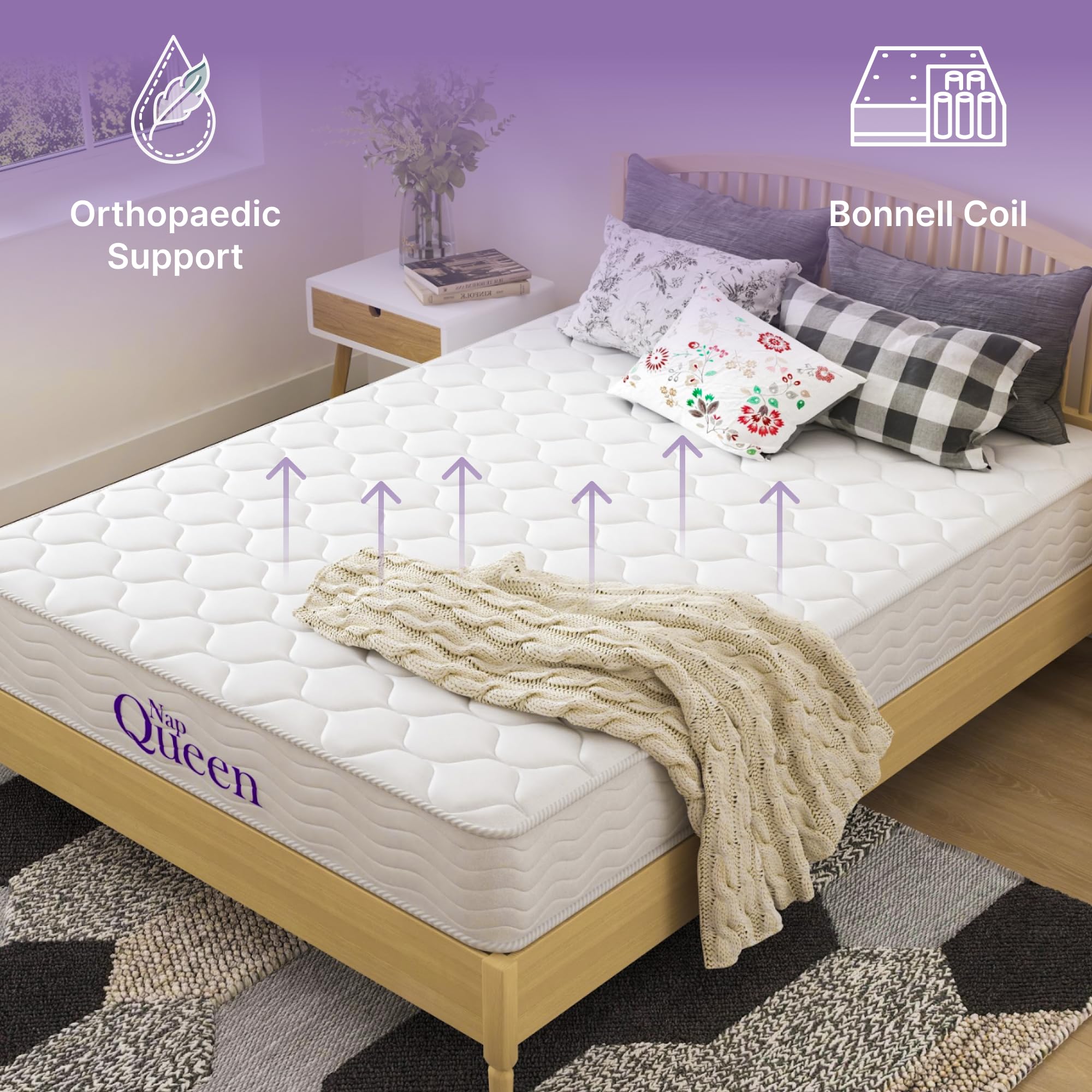 NapQueen 8 Inch Twin Size Medium Firm Hybrid Mattress - Innerspring with Memory Foam Layer - Bed in a Box for Easy Setup - Perfect for Kids Rooms, Guest Beds & Small Spaces (White)