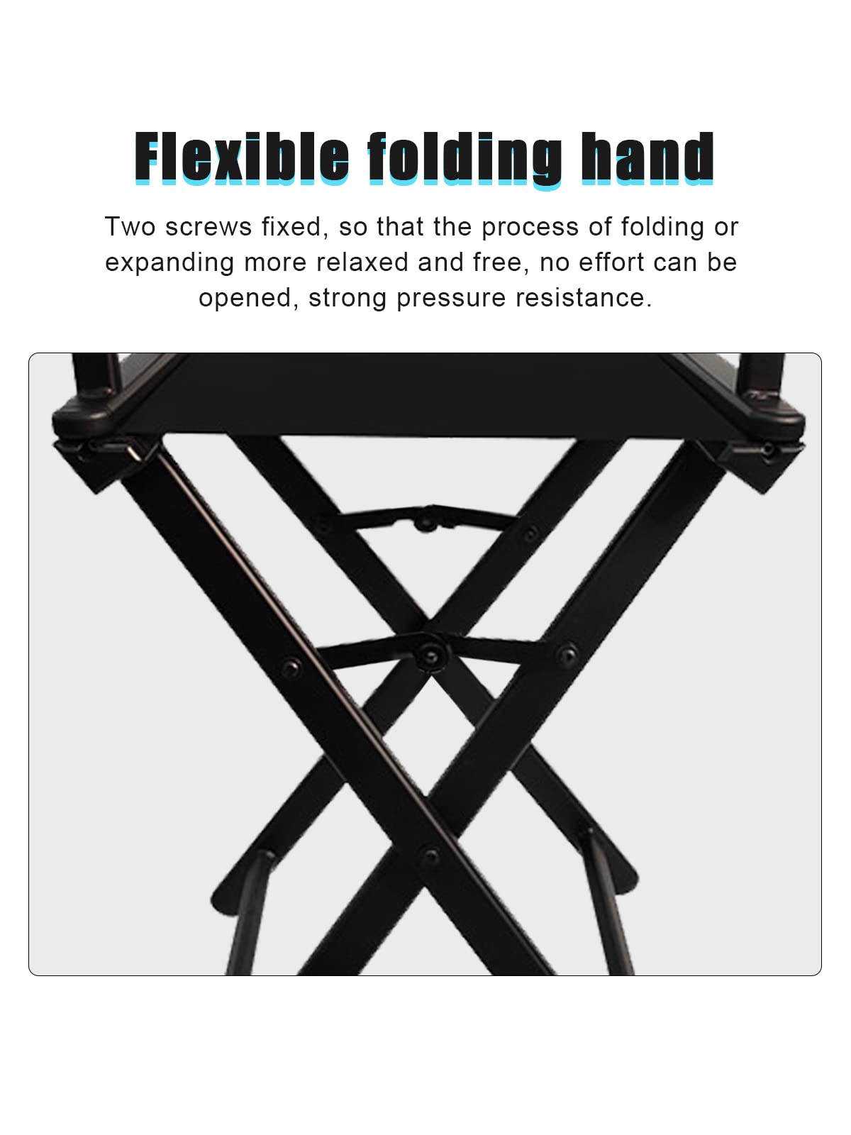 Lorvain Foldable Makeup Artist Stool Chair - Portable Tall Folding Director's Chair with Headrest, Aluminum Frame for Salon, Studio & Vanity - Bar Height Black Makeup Chair for Professional & Home Use