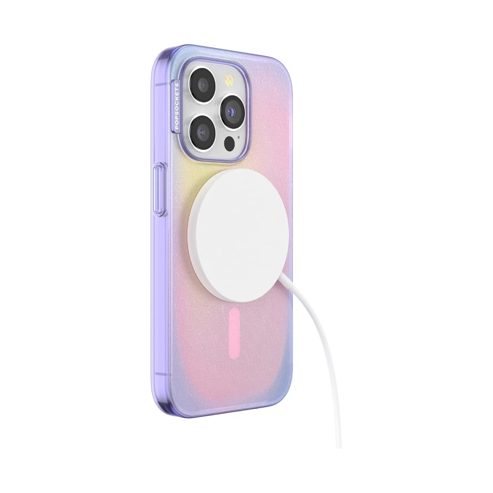 PopSockets iPhone 15 Pro Case with Round Phone Grip - MagSafe Compatible Protective Cover for iPhone 15 Pro, Supports Wireless Charging - Aura Design | Perfect for Daily Use, Travel & Hands-Free Convenience