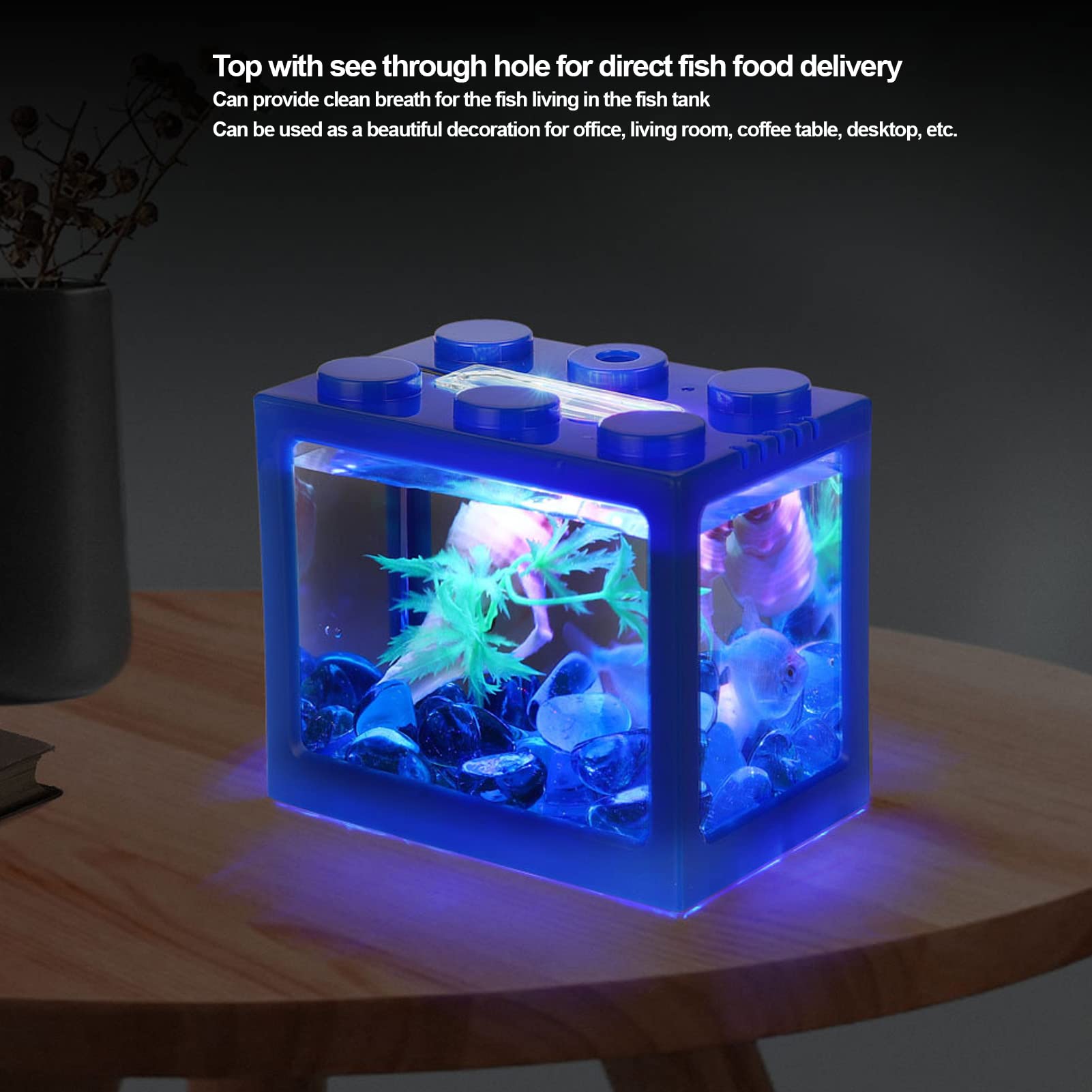 Mini Betta Fish Stackable Cube Aquarium with LED Light - Desktop Micro Landscape Fish Tank for Office & Home Decor | Perfect for Small Spaces, Work Desks & Relaxation