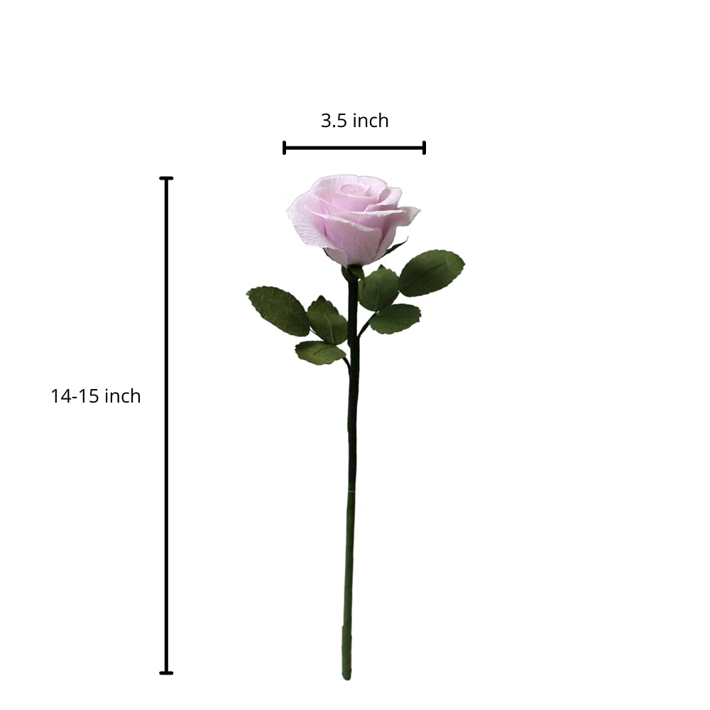 Handmade Light Purple Crepe Paper Rose Gift - Single Long Stem Artificial Flower for Mother's Day, Valentine's Day, Wedding Anniversary & Birthday - Perfect for Home Decor, Wedding Centerpieces & Romantic Gift Giving