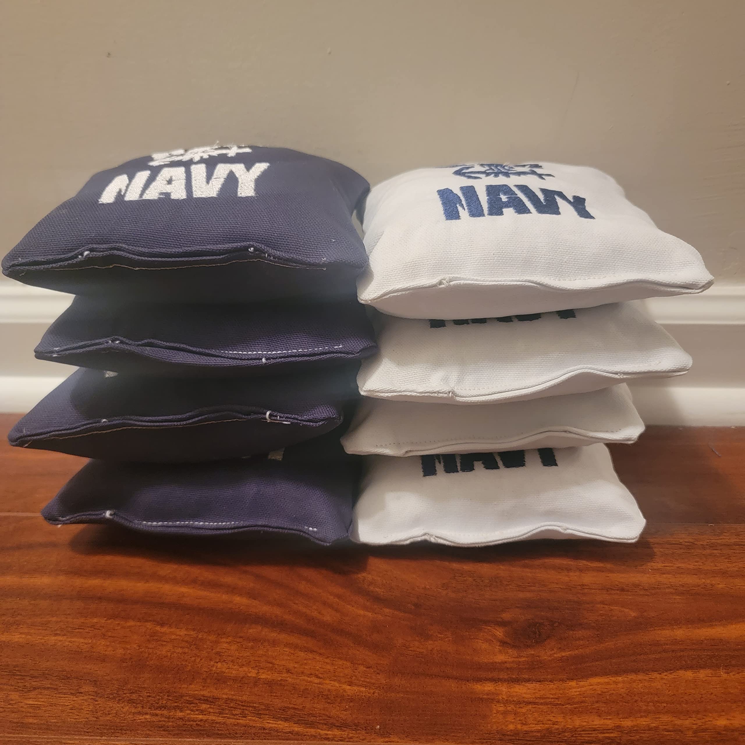 Premium United States Navy Cornhole Bags Set of 8 - Durable Outdoor Bean Bags for Backyard Games, Tailgating, and Military-Themed Parties