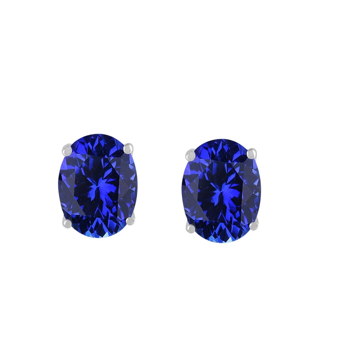 MauliJewels 14k White Gold Tanzanite Earrings for Women – 0.86 Carat 6x4mm Oval Cut Gemstone Stud Earrings with 4-Prong Setting | Perfect for Weddings, Anniversaries & Special Occasions