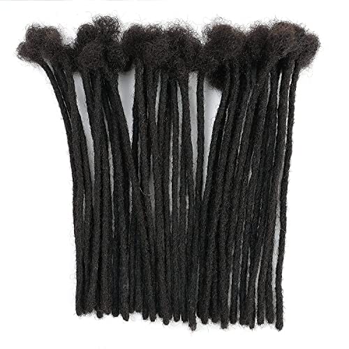 Vlliyava 10 Inch 100 Strands 100% Real Human Hair Dreadlock Extensions - Handmade Permanent Loc Extensions for Women & Men - Dyeable, Curlable, Bleachable (0.6cm Width, Natural Black) - Perfect for Protective Styles, Cosplay, and Everyday Wear