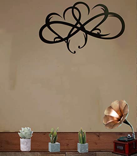 Eternity Infinity Double Heart Metal Wall Art - Black Romantic Sculpture for Living Room & Home Decor - Perfect Gift for Couples & Lovers - Ideal for Valentine's Day, Anniversary & Wedding Decorations