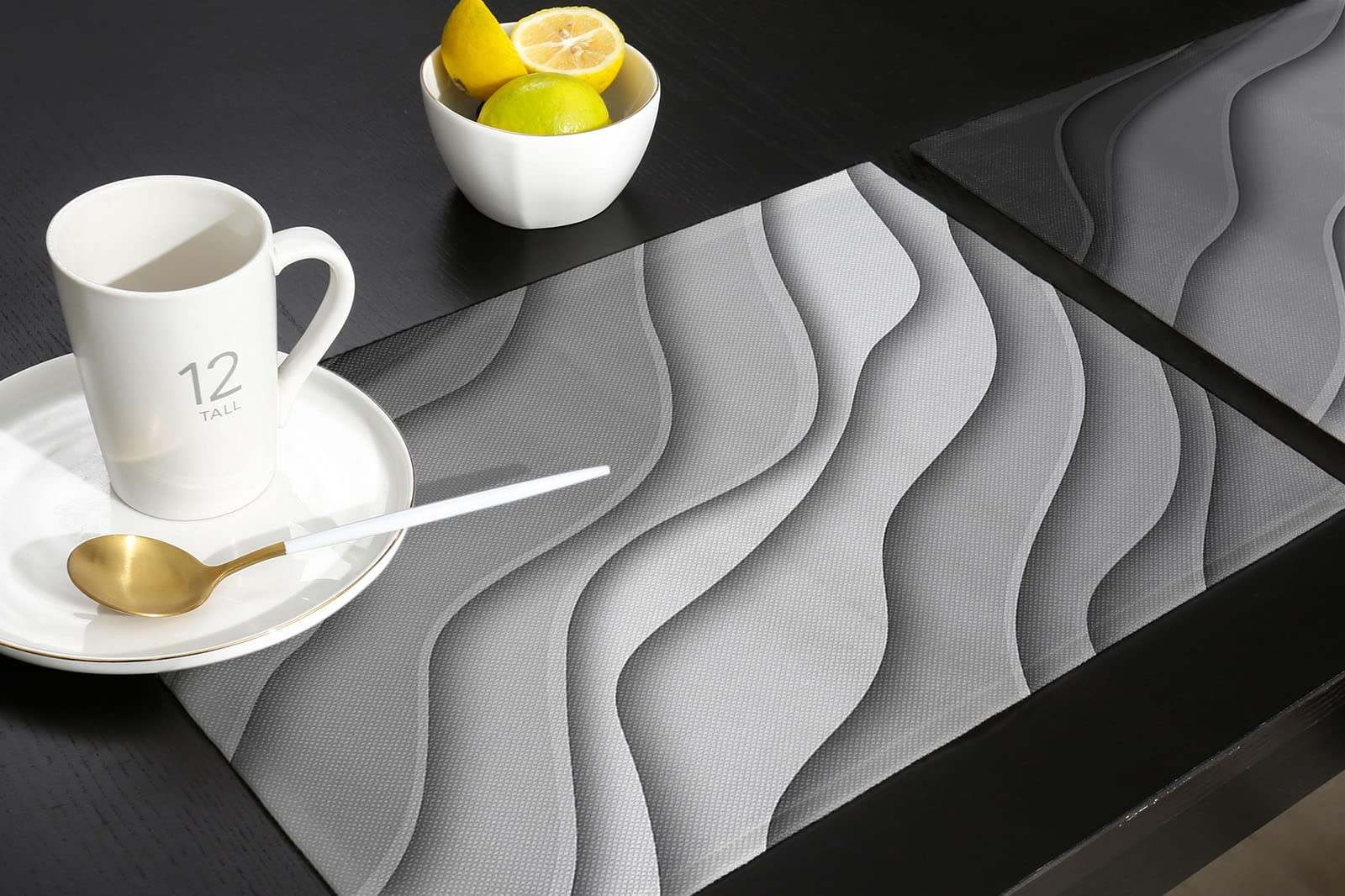 Grey Modern Geometric Washable Place Mats Set of 4 for Dining Room, Dinner Table, and Kitchen Decorations