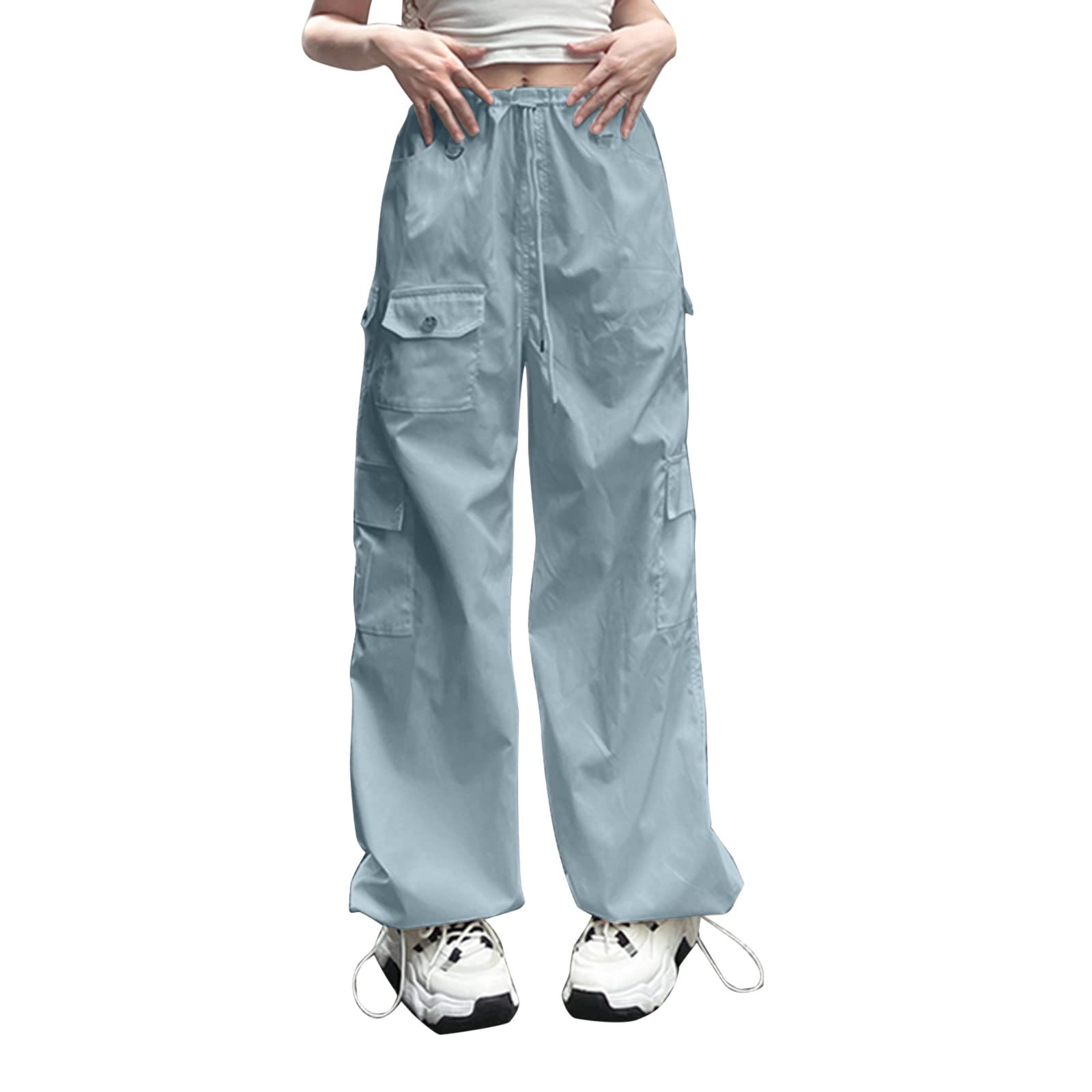 Yoyorule Women's Baggy Cargo Pants - Streetwear Hip Hop Joggers with Drawstring | Casual Sweatpants for Women | Perfect for Summer, Gym, Travel & Everyday Wear