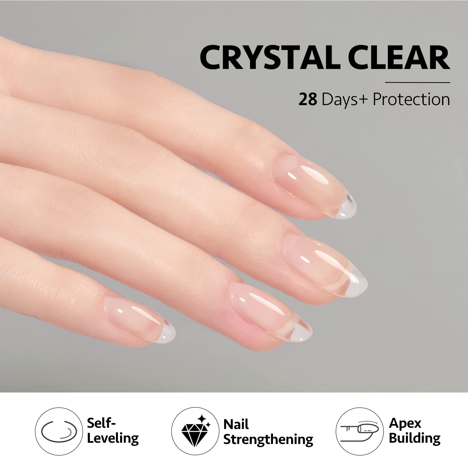 GAOY Clear Builder Gel for Nails - 16ml Nail Strengthener & Extension Hard Gel | Long-Lasting Soak Off UV Gel for Natural & Acrylic Nails | Base & Top Coat Needed | Perfect for Salon & Home Manicures