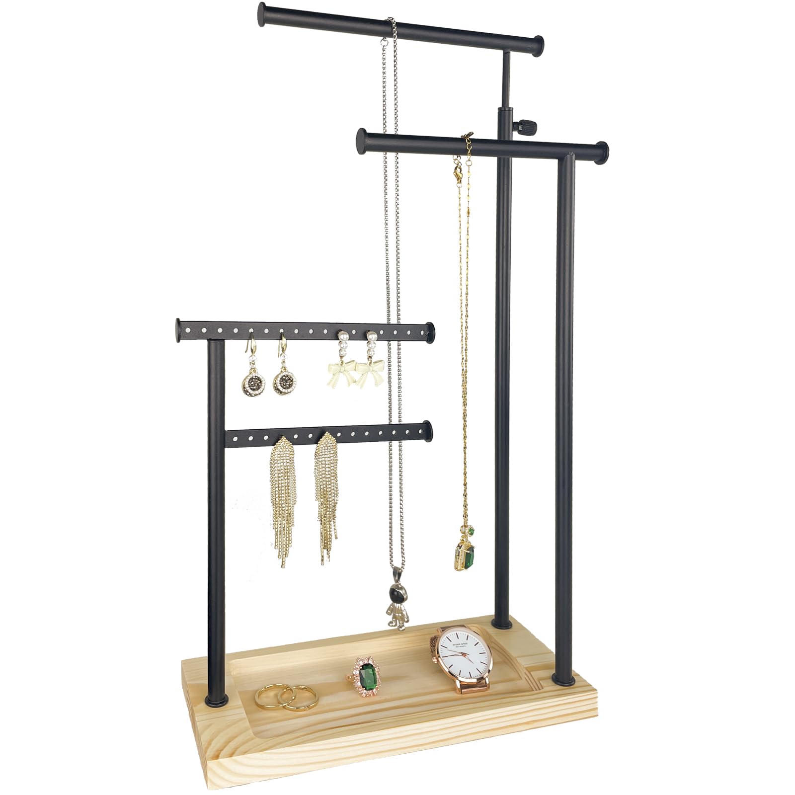 Premium 4-Tier Jewelry Stand Organizer - Adjustable Necklace & Earring Holder Display (20