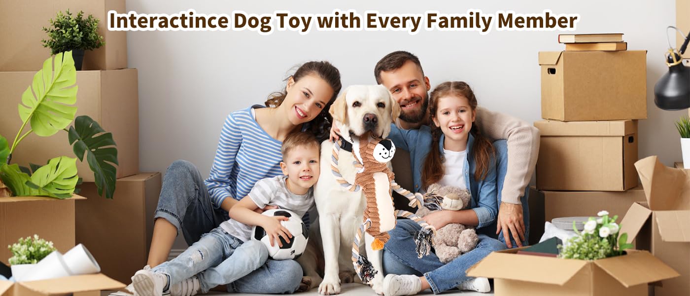 Durable Squeaky Dog Chew Toys with Rope - Interactive Lion Shape Puppy Toy for Small, Medium & Large Dogs | Perfect for Playtime, Training & Teeth Cleaning